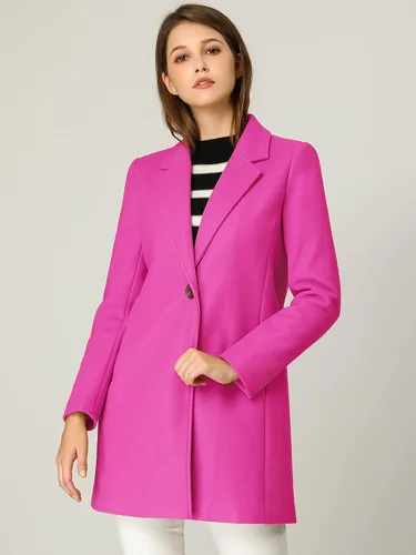 Vista 3 de Allegra K Abrigo largo con botones y solapa con muescas clásico para mujer Coffee