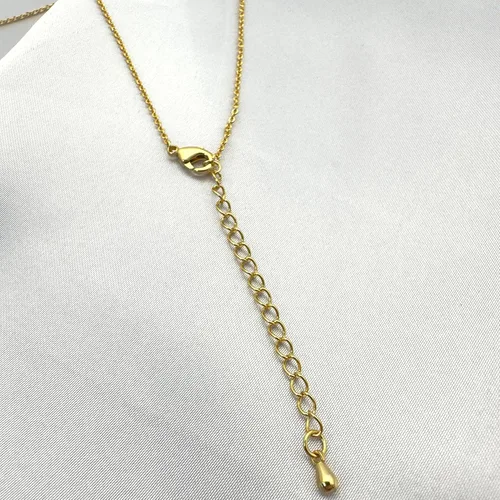 Vista 3 de Lariat Necklace for Women, Handmade 18K Gold Plated Dainty Drop Y Chain Necklace Jewelry for Women Girl Gifts with Simulated Diamond16" to 18
