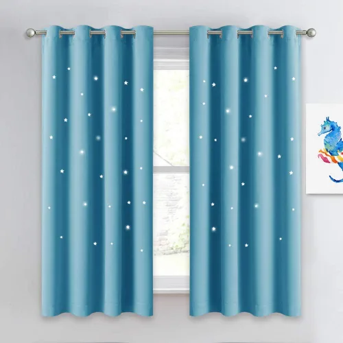 Vista 50 de NICETOWN - Cortinas de oscurecimiento de habitación con estrellas en rosa bebé, de 45 pulgadas de largo para dormitorio de niñas, cortinas