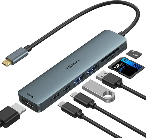 Vista 13 de Estación de acoplamiento, 18 en 1 USB C Docking Dtation 3 monitores para laptop Windows/MacBook Pro/Air/Thunderbolt 3 Dock con carcasa SSD 3 HDMI