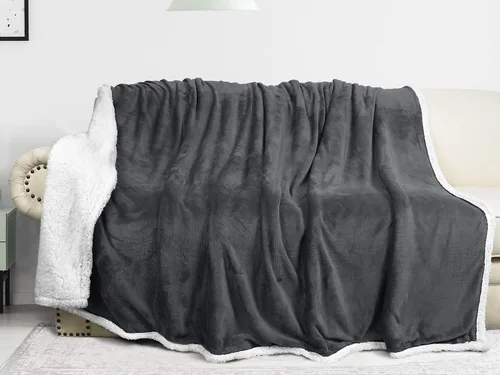 Vista 19 de Catalonia Manta Sherpa de Lana Azul Marino, Manta de Felpa de Visón Súper Suave para Sofá, Manta Mullida y Esponjosa para Cama y TV, Mantas Pesadas