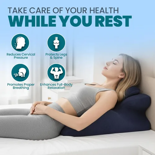 Vista 2 de Almohada de cuña de espuma viscoelástica, almohada ergonómica de lectura y cuña de cama para dormir, soporte de espalda, reflujo ácido y elevación