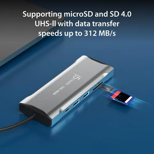 Vista 6 de j5create Concentrador de pantalla triple USB C 4K - 4K HDMI x2, 4K DP, 2 USB-A y USB-C 10Gbps, PD 100W, Ethernet, lector de tarjetas SD 4.0