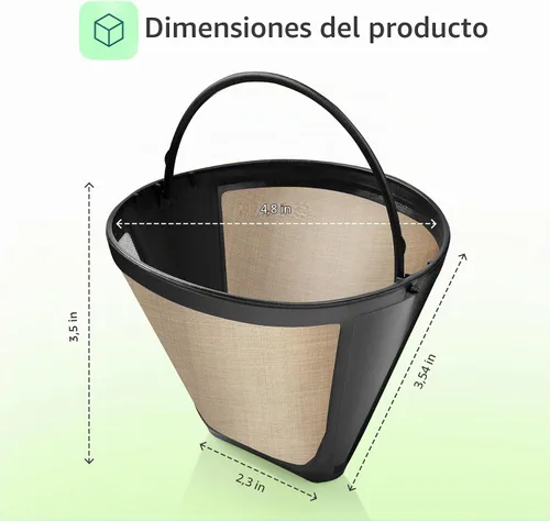 Vista 3 de Paquete de 1 filtro de café de cono permanente reutilizables #4 – Compatible con cafeteras Cuisinart de 10 a 14 tazas (DCC-3200, DCC-1200, DCC-3400)