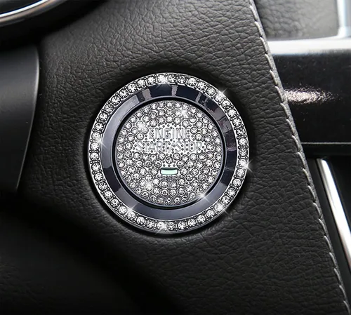 Vista 3 de Emblema brillante para el botón del interruptor de arranque del motor, accesorio de botón de arranque del motor con un solo clic compatible con 1