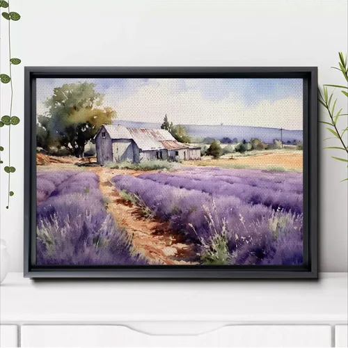 Vista 6 de Fields of Lavender, Watercolor Provence Landscape and Lavender Field - Watercolor Painting of Serene Beauty