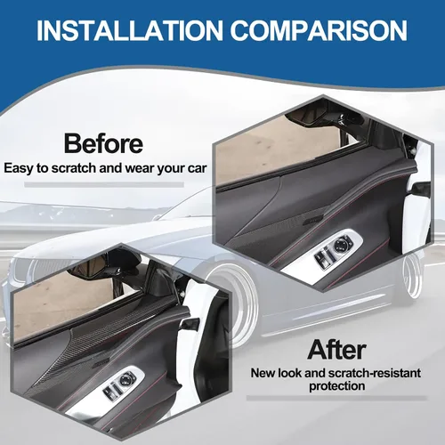 Vista 2 de Cubierta de panel para reposabrazos de puerta lateral de automóvil compatible con Chevrolet Corvette C8 Stingray 2020-2023 de fibra de carbono real