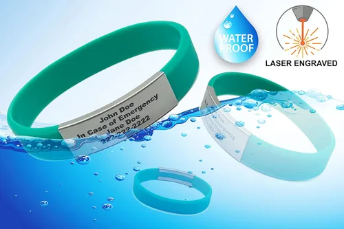 Vista 10 de Pulsera de identificación médica personalizada - Pulsera de seguridad para personas mayores grabada personalizada - Alerta de Alzheimer