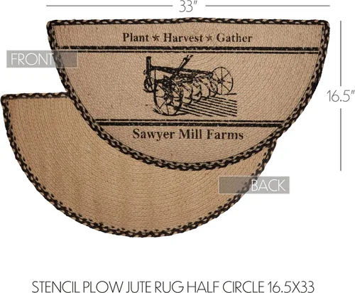 Vista 3 de VHC Brands Sawyer Mill - Alfombra de medio círculo de yute de arado de carbón (16.5 x 33 pulgadas)