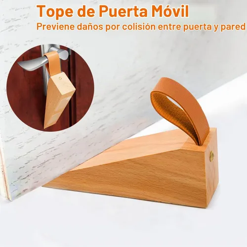 Vista 2 de Cuña antideslizante grande de madera para puerta, cuña de puerta de madera sólida, cuñas de puerta resistentes y duraderas, se ajusta a la costura