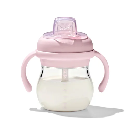 Vista 7 de OXO Tot Transitions - Vaso para sorber de boquilla suave con asas extraíbles, 6 onzas, flor