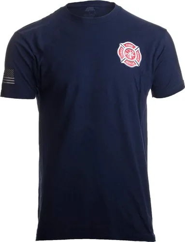 Vista 2 de Firefighter Maltese Cross Fire Fighter Rescue Courage Honor Camiseta Línea Roja
