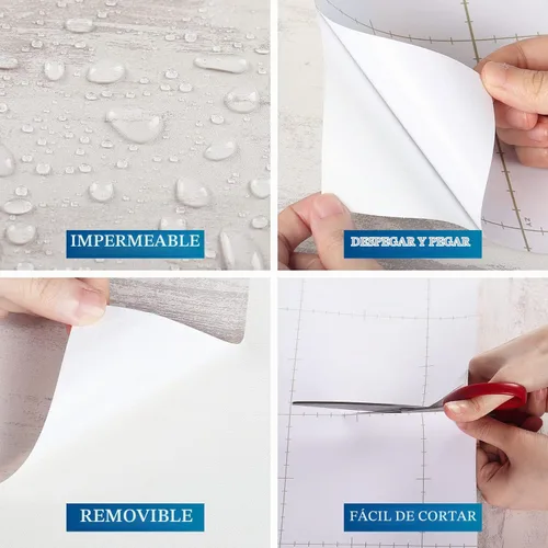 Vista 4 de FunStick Papel tapiz de hormigón texturizado beige despegar y pegar para paredes de dormitorio, encimera de concreto, papel de contacto