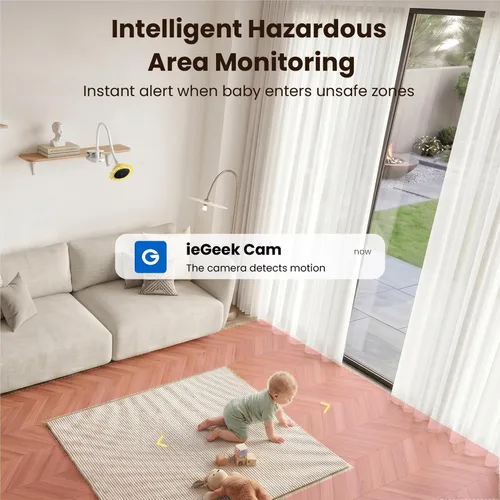 Vista 5 de ieGeek Baby Monitor with Camera and Audio,No WiFi 5”Screen&2.4G WiFi App White
