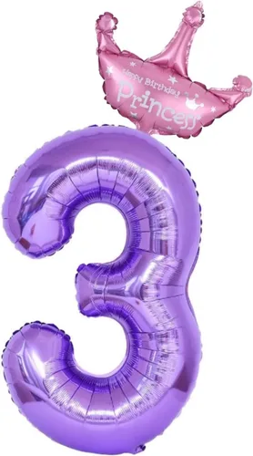 Vista 10 de Globos morados del número 1 de 40 pulgadas con corona de princesa, globos de helio de aluminio número 1, decoraciones de fiesta de primer cumpleaños