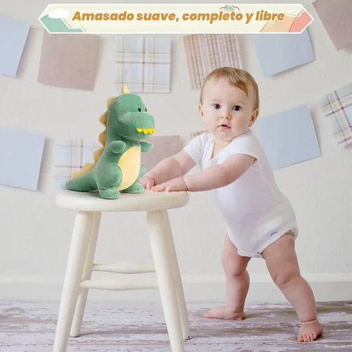Vista 2 de Animal de peluche de dinosaurio, lindo peluche de dinosaurio suave de 12 pulgadas, juguetes de peluche para niños y niñas, bebés y niños (verde)
