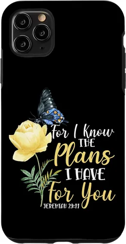 Vista 13 de iPhone 16 Christian Bible Verse Butterfly Rose Flower Jeremiah 29:11 Case
