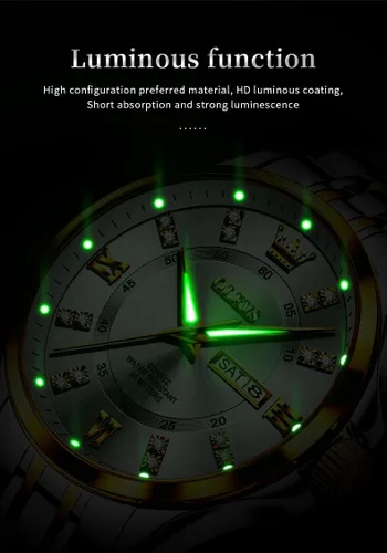 Vista 26 de OLEVS - Relojes de diamantes para hombres, relojes de vestir a prueba de agua, relojes analógicos de cuarzo de lujo con calendario de fecha y correa