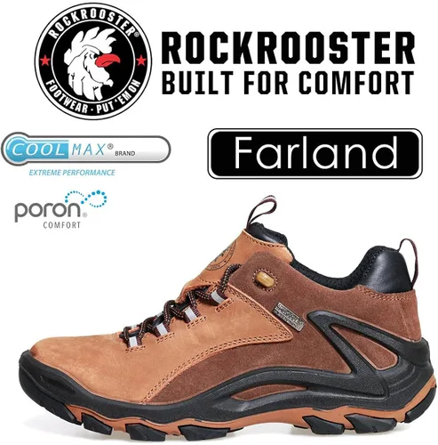 Vista 4 de ROCKROOSTER - Zapatos de senderismo para hombre 4 pulgadas impermeables antideslizantes puntera suave transpirables ligeros antifatiga Farland KS252