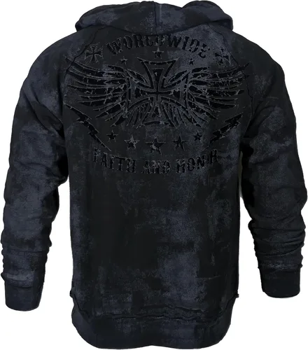 Vista 4 de xtreme couture by Affliction Sudadera con capucha para hombre BLACK TIDE Heavyweight, Negro