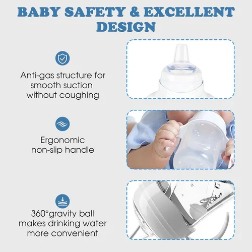 Vista 2 de Kit de conversión de vasos con boquilla para biberones anticólicos Philips Avent, tapa suave y bola pesada de transición con asas convertidor