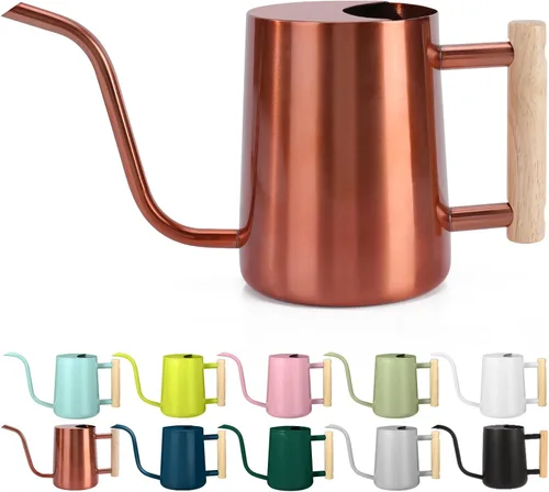 Vista 12 de Regadera para plantas de interior, 35 onzas, pequeña regadera de metal de acero inoxidable para interiores, moderna maceta decorativa con boquilla