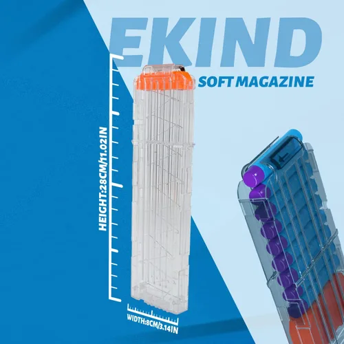 Vista 2 de EKIND 18 clips de dardos compatibles con cargadores Nerf Elite, clip de munición de dardos suave de recarga rápida para pistolas de juguete Nerf