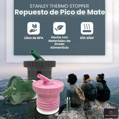 Vista 3 de Tapón térmico/térmico Pico de Mate Stanley tapa de repuesto, se adapta a botellas clásicas de boca ancha con aislamiento al vacío