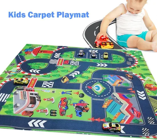 Vista 3 de Alfombra de juegos para carretera, alfombra de juego, ideal para jugar con autos, tapete educativo de tráfico por carretera para niños, aprende