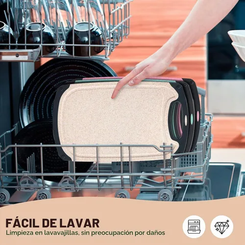 Vista 5 de Juego de tablas de cortar de cocina de 3 piezas, aptas para lavavajillas