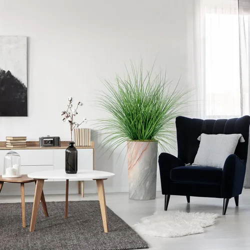 Vista 14 de Árbol artificial en macetero con efecto de granito moderno, ave del paraíso artificial de seda para decoración del hogar en interiores y exteriores