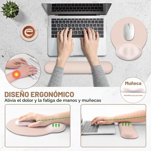 Vista 3 de AIMSA Alfombrilla de mouse con soporte para reposamuñecas, juego de reposamuñecas para teclado, alfombrilla ergonómica de espuma viscoelástica