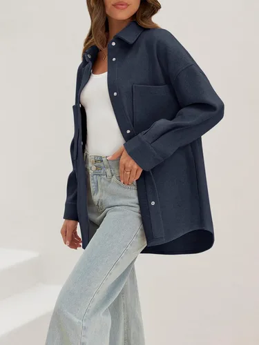 Vista 2 de MEROKEETY Chaqueta de manga larga con botones y bolsillos para mujer 2024