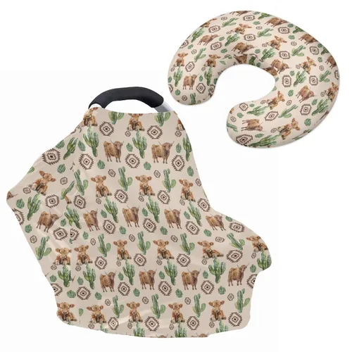 Vista 14 de Cactus Aztec Cowboy - Funda elástica para asiento de coche + funda de almohada para bebés, 2 paquetes de carritos de compras multiusos, silla alta