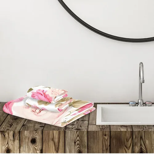 Vista 8 de susiyo Juego de toallas de baño de 3 piezas, suaves y altamente absorbentes, hermosas toallas de baño florales rosas rosas toallas de baño, toallas