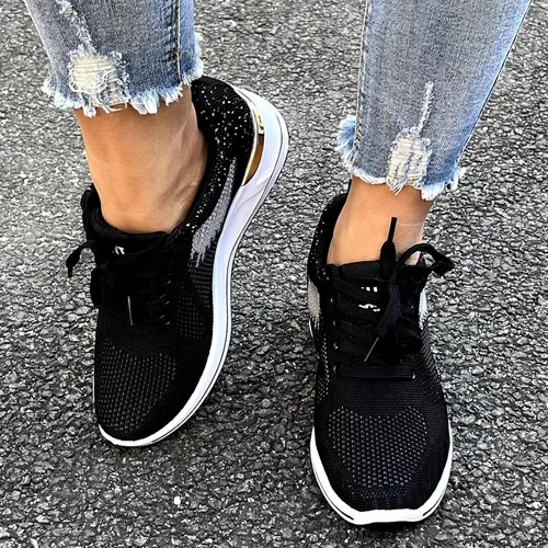 Vista 3 de MLAGJSS Zapatos de senderismo para mujer, zapatos de cuña para mujer, zapatos de lentejuelas para mujer, zapatos deportivos de moda para niñas