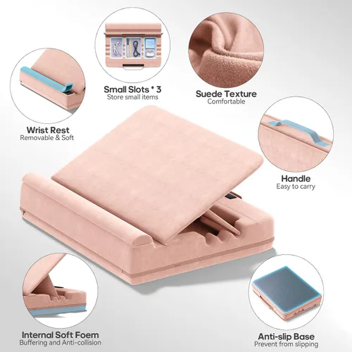 Vista 6 de Escritorio para laptop y tablet con cojín, almohada para computadora portátil para sofá, cama, automóvil, soporte de almohada ajustable