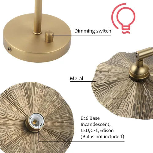 Vista 3 de Pathson Aplique de pared regulable con acabado de latón de metal, ángulo de iluminación ajustable, iluminación de tocador de pared de baño, lámpara
