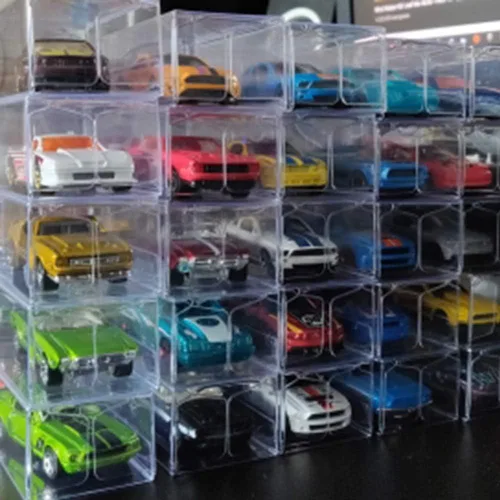 Vista 5 de 100 cajas de exhibición de plástico para modelos de automóvil de juguete a escala 1/64, caja protectora de PVC transparente para modelos