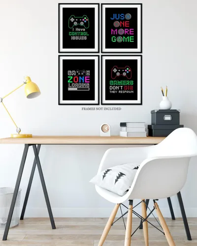 Vista 5 de Decoración de sala de juegos para niños, cosas geniales para tu habitación, cueva de hombre, dormitorio, sala de juegos o bar, juego de 4 accesorios