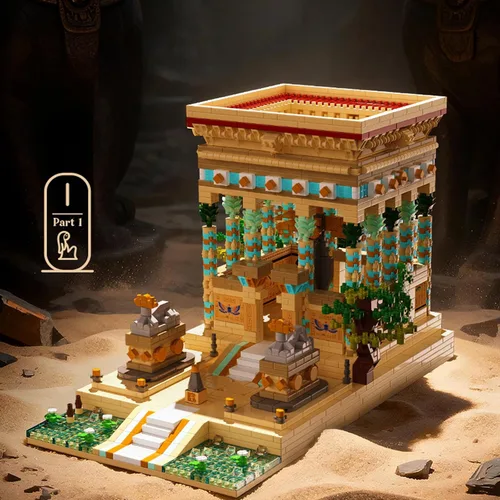 Vista 2 de 2105PCS Micro Ladrillos Antiguo Egipto Philae Temple Modelo Bloques