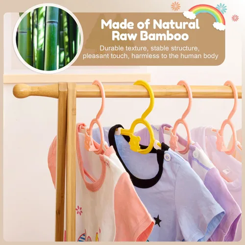 Vista 2 de Cozivolife Perchero de ropa para niños con caja de almacenamiento, soporte para vestir, soporte para ropa infantil con varillas para colgar, pequeño
