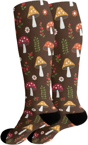 Vista 2 de devor planta hongos lindos hongos divertidos hongos mágicos calcetines de media pantorrilla calcetines tubo hombres tubo mujeres calcetines algodón