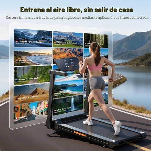 Vista 7 de JAGJOG Treadmill for Home with 15% Auto Incline, 3.5HP Quiet Foldable Treadmill, 12 HIIT Programs, 14.96" Wide LED Touchscreen, Smart App & Heart