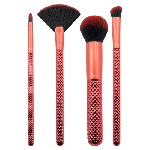 Vista 2 de MODA MWAH! - Juego de 5 brochas de maquillaje de cara completa – Cepillos veganos suaves para rubor, contorno, reflejos y ojos con divertido diseño