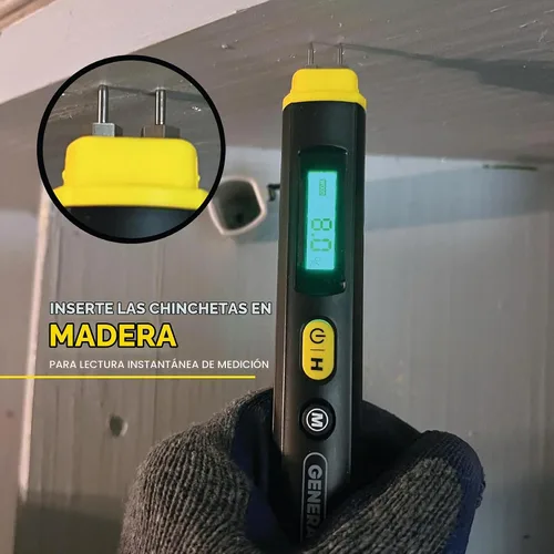 Vista 4 de General Tools - MMP100 - Medidor de humedad digital compacto – Herramienta con pin detecta la humedad en madera y materiales de construcción
