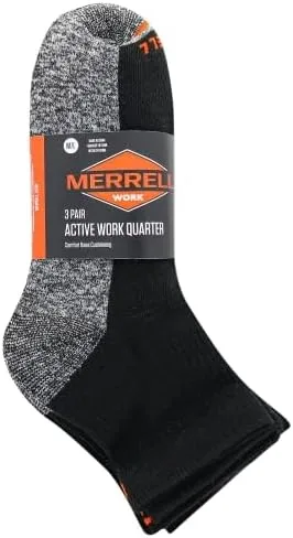 Vista 4 de Merrell Calcetines de trabajo ligeros unisex para adultos para hombres y mujeres, 3 pares, recompensan con refuerzo duradero