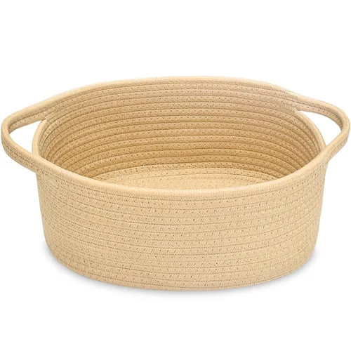 Vista 12 de ABenkle Cesta Pequeña con Asas - Contenedor de Almacenamiento Tejido de Cuerda Decorativo Duradero Cubo Organizador de Estante, Cesta de Regalo