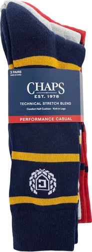 Vista 3 de Chaps Men's Casual Fashion Cushioned Crew Socks-3 Pair Pack-Classic Designs with Stretch Blend