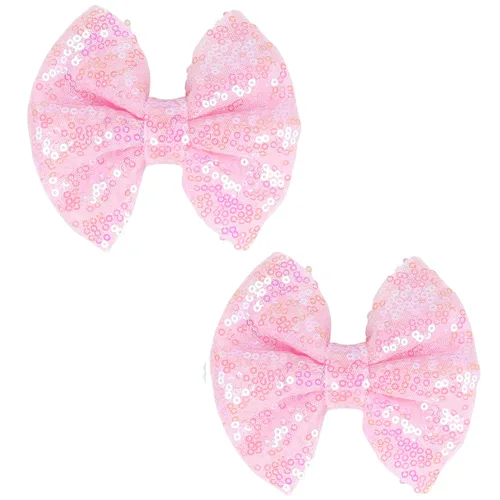 Vista 10 de Love Fairy - Horquilla con lazo con brillantina, una pinza para el cabello con lazo de lentejuelas brillantes, 5 pulgadas, perfecta para niñas, Negro